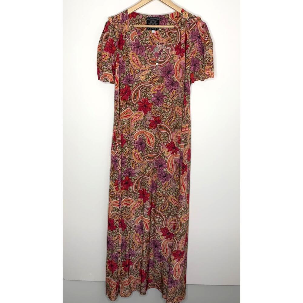 Johnny Was Jade Paisley Midi Dress Pink Multi Dress Small